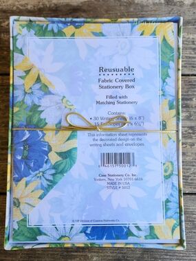 Floral Stationery Set Fabric Covered Box Unopened